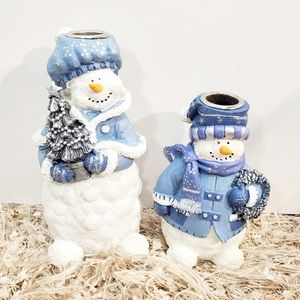 ❤️Pair of Snowmen taper candle holders